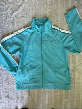 Nike teal Track Zip-Up Jacket with White Shoulder Stripes